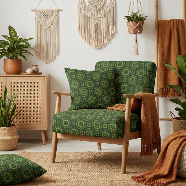 Tecido Padrão Decorativo do Boho Verde e Amarelo (Criador carregado)