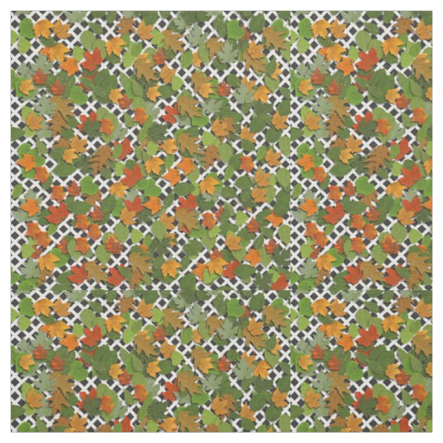 Tecido Padrão do Autumn Leaves White Trellis Impre (Modelo)