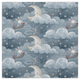 Tecido Padrão do coelho vivo do coelho azul coelhos impre