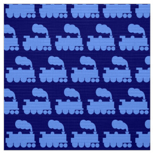 Tecido Padrão do comboio a vapor - Azul-bebê no Marinho p