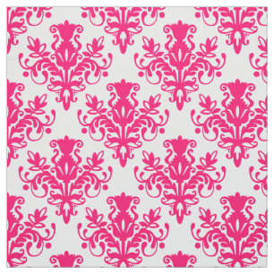 Tecido Padrão do Damask 02 - Vermelho neon em branco