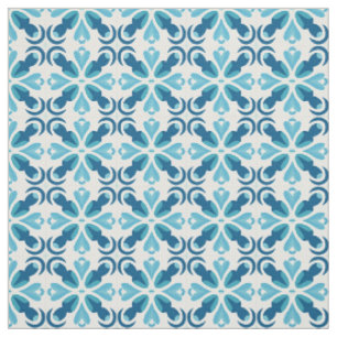 Tecido Padrão do estilo do Azulejo azul