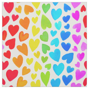 Tecido Padrão do Rainbow Watercolor Heart