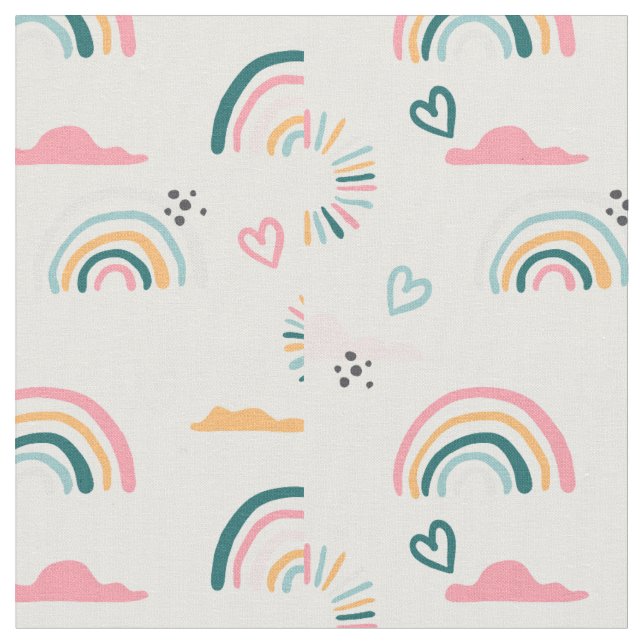 Tecido Padrão do Rainbows e Corações (Detalhe)