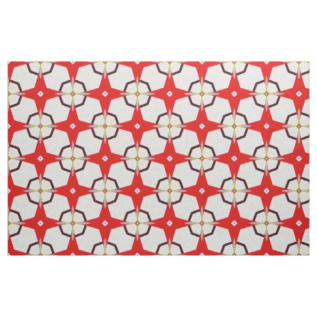 Tecido Padrão do teste retro Padrão vermelho preto branco (Fat Quarter)
