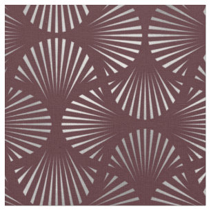 Tecido Padrão do ventilador Maroon e Silver Art Deco