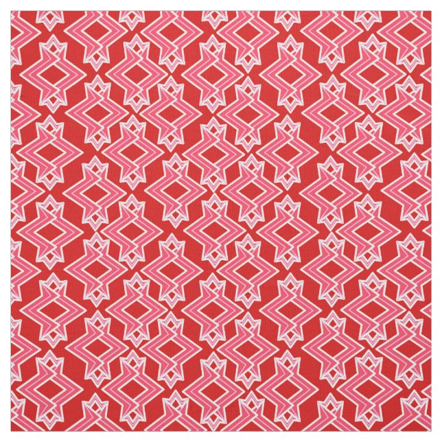 Tecido Padrão do Wallpaper Art Deco, Vermelho Escuro e Ro (Modelo)