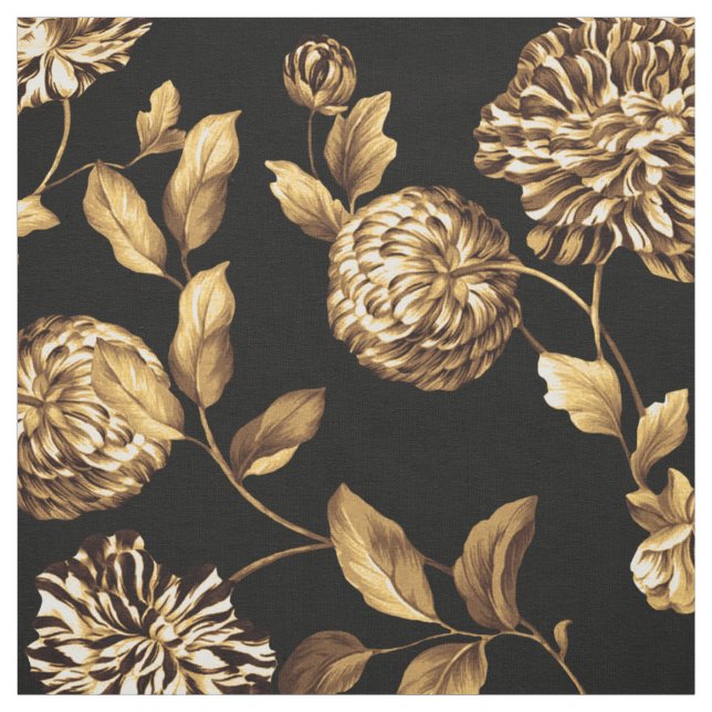 Tecido Padrão Dourado das flores de Dahlia (Modelo)