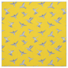 Tecido Padrão Dourado de beija-flor da cinza