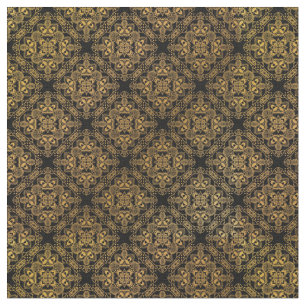 Tecido Padrão Dourado do Damask Medallion