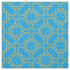 Tecido Padrão Dourado do Filigre e Turquesa