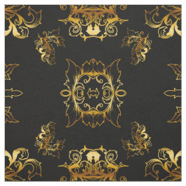 Tecido Padrão Dourado metálico em Preto