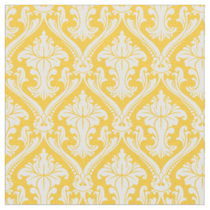 Tecido Padrão Elegante Vintage Damasco Amarelo