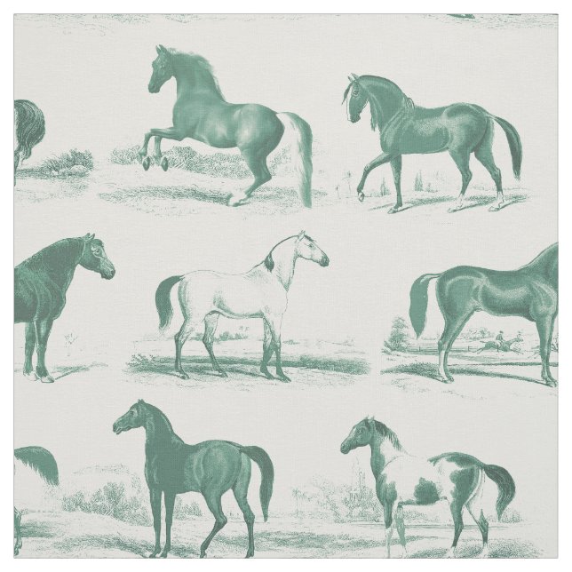 Tecido Padrão Elegante Vintage Sage Horse Breeds (Modelo)