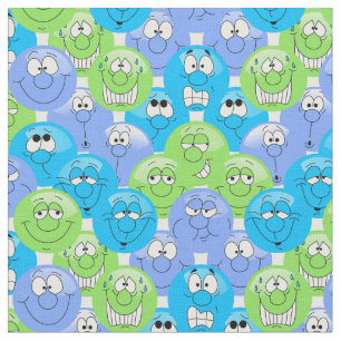 Tecido Padrão Emoji Azul, Roxo e Verde 😀