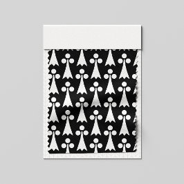 Tecido Padrão Ermine, Padrão Medieval, Branco em Preto