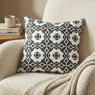 Tecido Padrão estético branco e preto contemporâneo