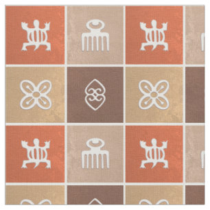 Tecido Padrão étnico africano com símbolos Adinkra