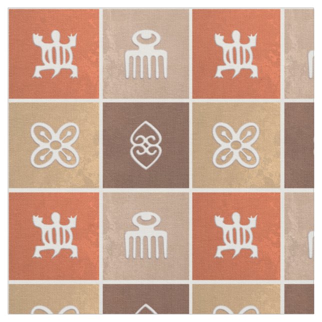 Tecido Padrão étnico africano com símbolos Adinkra (Detalhe)