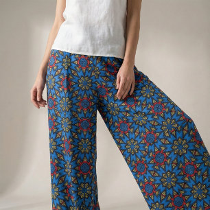 Tecido Padrão Étnico Azul Amarelo-Africano Tribal