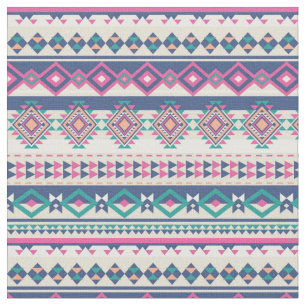 Tecido Padrão Étnico Colorido Brilhante