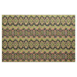 Tecido Padrão étnico Ikat colorido em preto