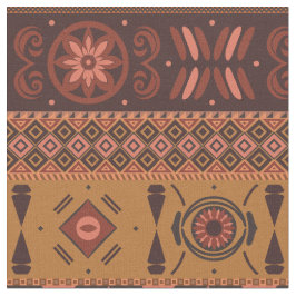 Tecido Padrão Étnico Tribal Boho de Terracota Tradicional