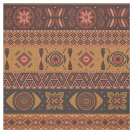 Tecido Padrão Étnico Tribal Boho de Terracota Tradicional
