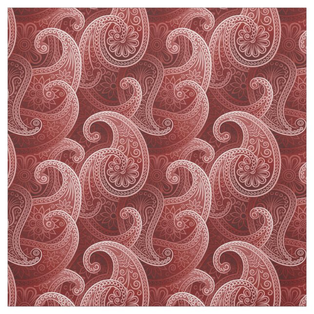 Tecido Padrão Exótico de Paisley Vermelho (Modelo)