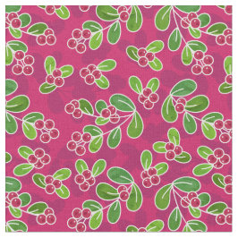 Tecido Padrão Festivo De Folhagem De Morango, Fuchsia