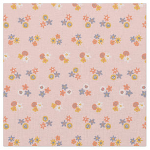 Tecido padrão floral azul-pêssego na moda