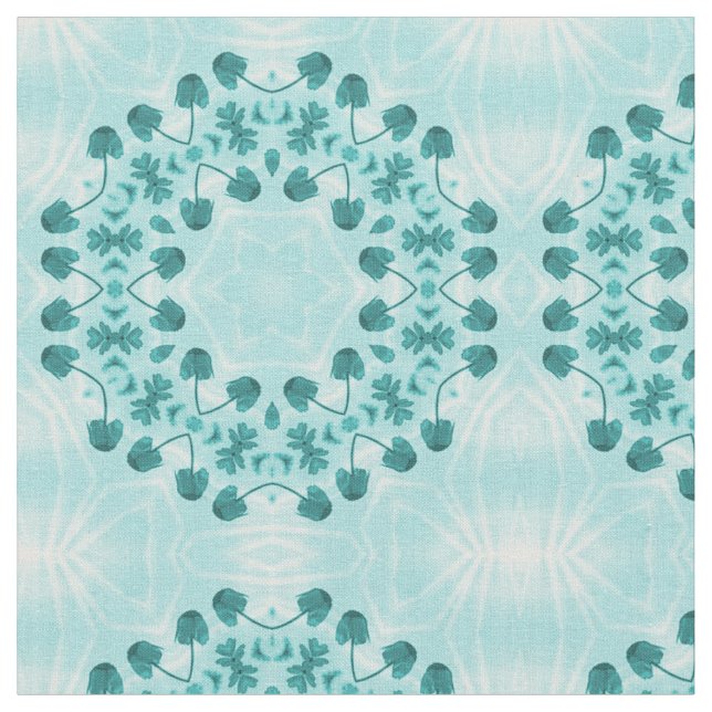 Tecido Padrão Floral, Azul Teal (Detalhe)