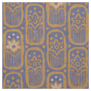 Tecido Padrão floral azul vítreo no estilo indiano.
