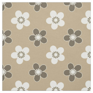 Tecido Padrão floral bege multicolorido retrô