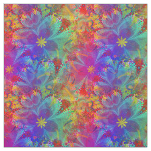 Tecido Padrão Floral Bohemian Hippie Rainbow