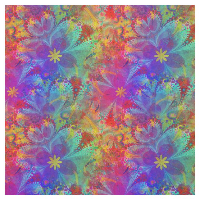 Tecido Padrão Floral Bohemian Hippie Rainbow (Modelo)