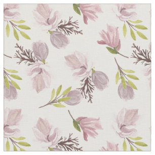 Tecido Padrão floral bonito moderno de aquarelas cor-de-r