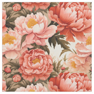 Tecido Padrão Floral bonito Pink Peony Vintage