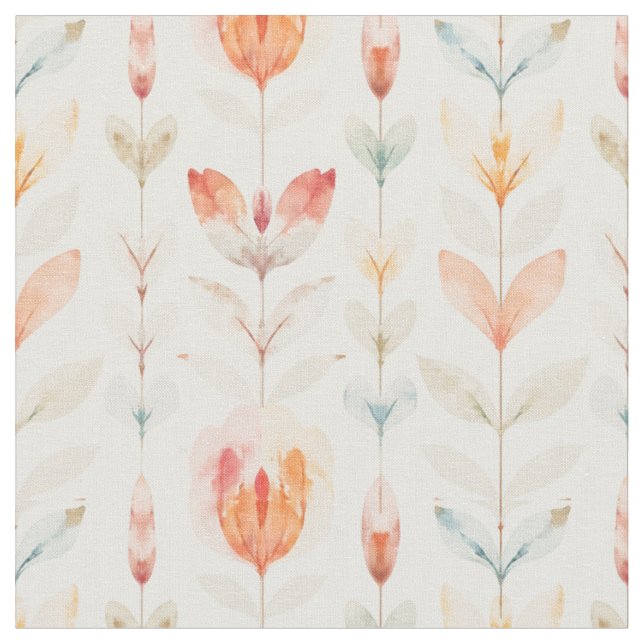 Tecido Padrão Floral Botânico de Pêssego Suave MH26 (Detalhe)