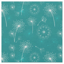 Padrão Floral Branco e Teal de Verão Dandelions