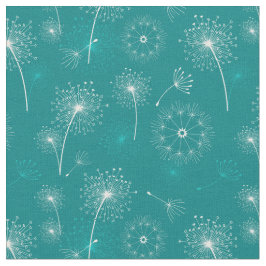 Tecido Padrão Floral Branco e Teal de Verão Dandelions