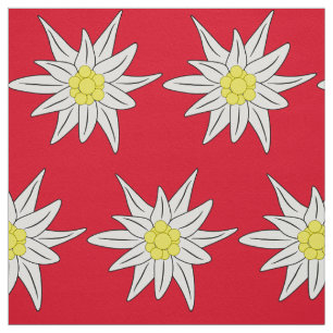 Tecido Padrão floral branco e vermelho Bonito de edelwei