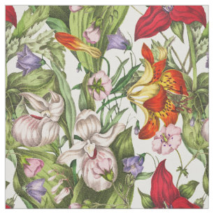 Tecido Padrão Floral Colorido Vintage Watercolor