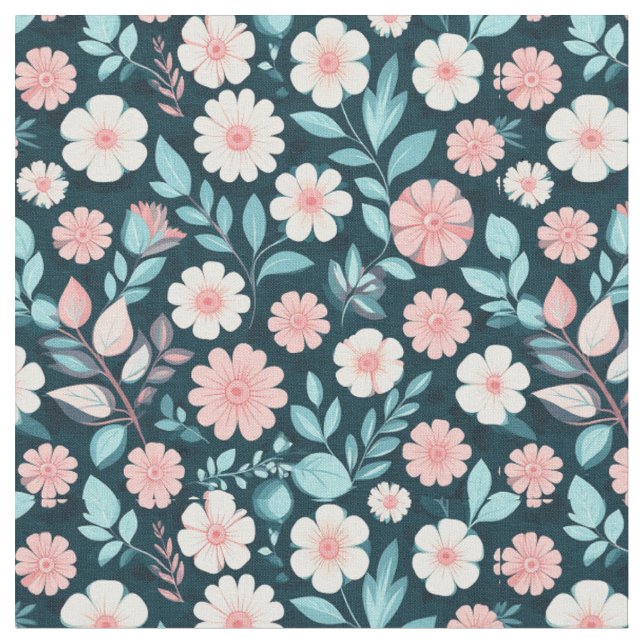Tecido Padrão Floral Com Flores Pastel (Detalhe)