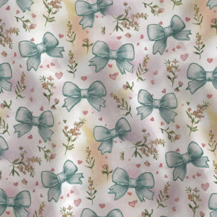 Tecido Padrão Floral Cottagecore Laços Azuis da Moda