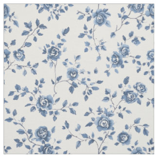 Tecido Padrão Floral Cottagecore Rosa Azul