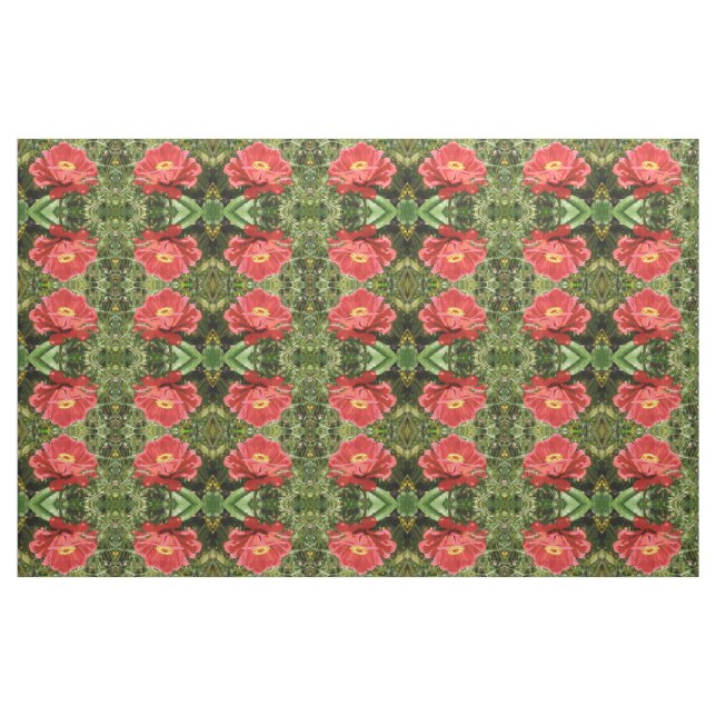 Tecido Padrão Floral da Zinnia Vermelha (Fat Quarter)