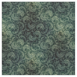 Tecido Padrão floral damasco verde elegante vintage