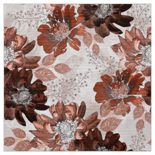 Tecido Padrão floral de cinzas marrom-aquarela.
