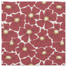 Padrão Floral de Grande Escala Vermelho Escuro
